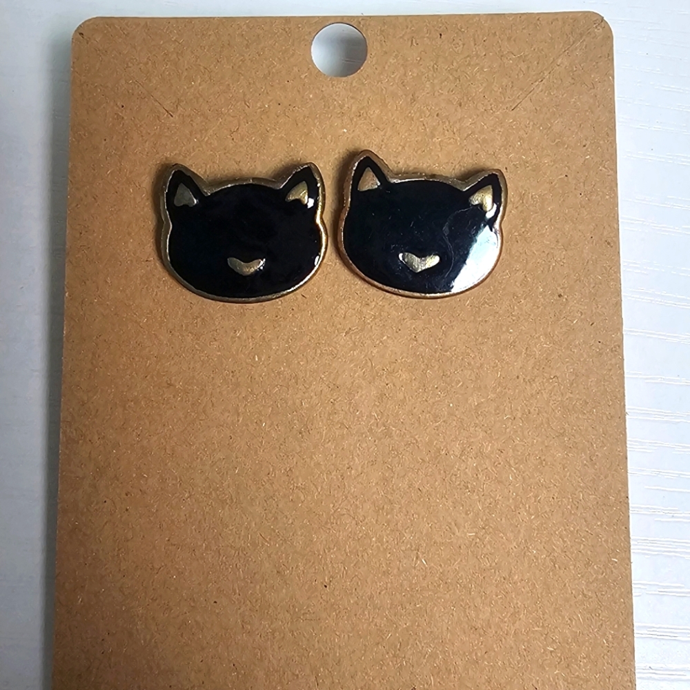 Black Cat Stud Earrings
